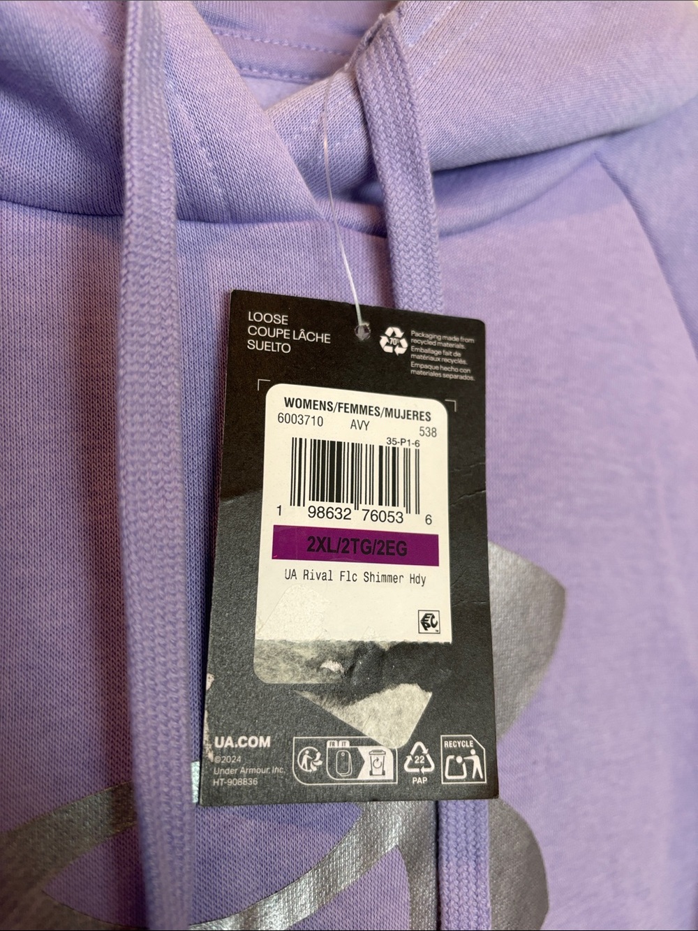 Under Armour Purple Hoodie with Iridescent Logo - Picture 4 of 6